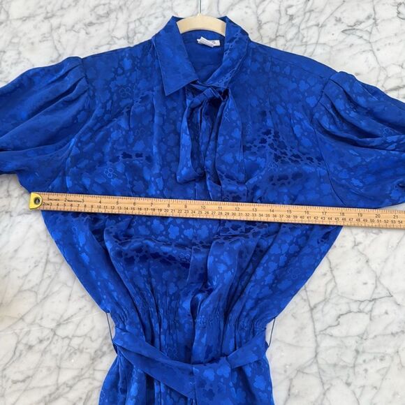 Vintage Cassis 100% Silk Dress Billow Sleeve Sz L - Picture 7 of 9